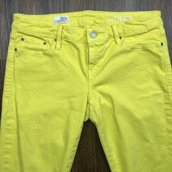 GAP 1969 Skinny Boot Women's Jeans Size 29/8R Medium Citrine Wash Yellow - Picture 3 of 10